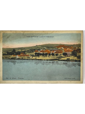 Pont-sur-Yonne – Quai de la République et bords de l’Yonne – CPA colorisée