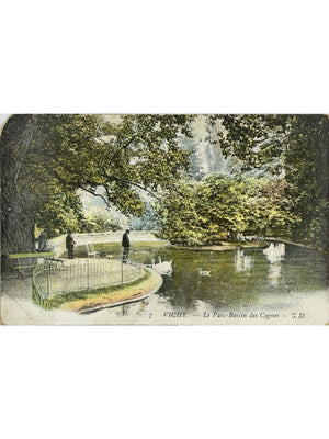 Vichy – Le parc et le bassin des Cygnes – CPA colorisée G.D. n° 7