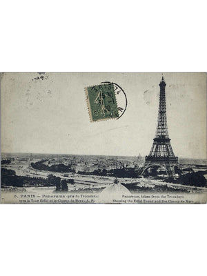 Paris – Panorama du Trocadéro vers la Tour Eiffel et le Champ-de-Mars – CPA 1920