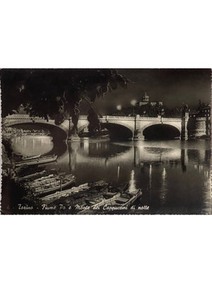 Turin – Le Pô, le Ponte Umberto I et le Monte dei Cappuccini de nuit