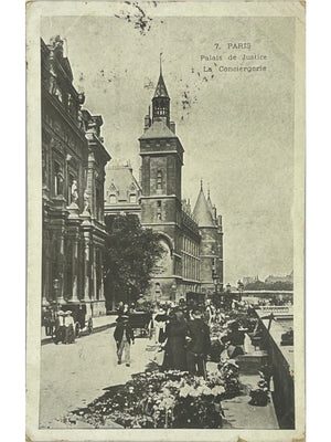 Paris – Palais de Justice et Conciergerie, étals de fleurs – CPA 1904