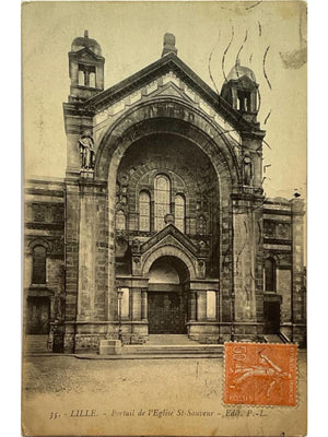 CPA Lille – Portail de l'église Saint-Sauveur – Éd. P.-L. n° 35
