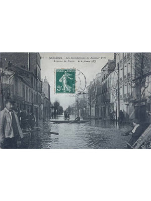 Asnières-sur-Seine – Inondations de janvier 1910, avenue de Paris – CPA n° 91
