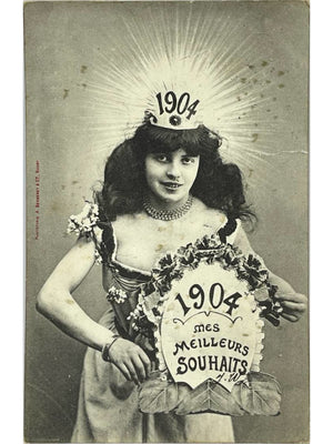 Carte postale – 1904 Mes meilleurs souhaits – Femme – Bergeret Nancy