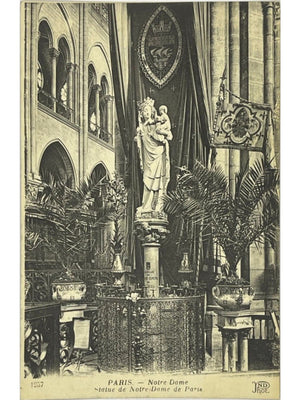 Paris – Notre-Dame, statue de Notre-Dame de Paris – CPA Neurdein n° 1257