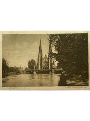Strasbourg – Église Saint-Paul et pont sur l'Ill – CPA écrite en 1918