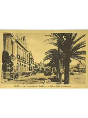 Carte postale – Nice – Promenade des Anglais et Palais de la Méditerranée – Automobiles anciennes