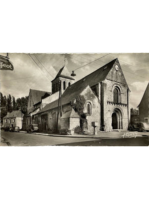 L'Île-Bouchard (37) – Église Saint-Gilles et automobiles – CPSM n° 6155