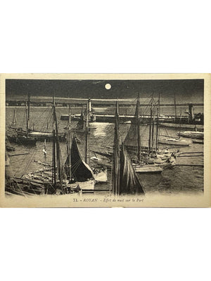 Royan – Effet de nuit sur le port et voiliers – Carte postale ancienne n° 73