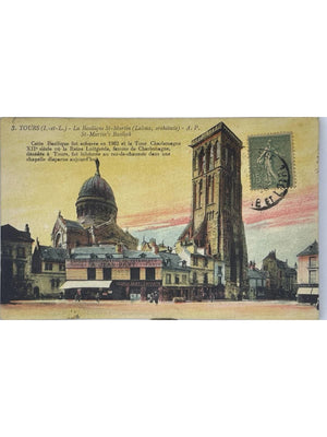 Tours – Basilique Saint-Martin et Tour Charlemagne – CPA colorisée n° 3