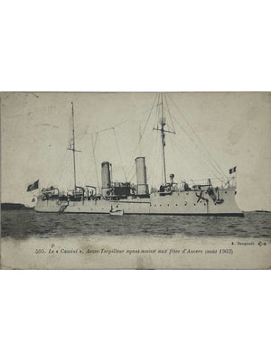 Le Cassini, aviso-torpilleur aux fêtes d’Anvers en 1903 – CPA n° 505