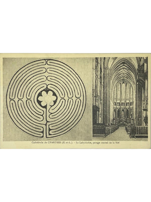 Chartres – Cathédrale, labyrinthe et nef – CPA ancienne