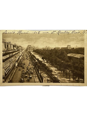 Paris – Rue de Rivoli et jardin des Tuileries, circulation automobile – CPA Guy
