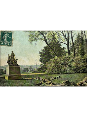 Rennes – Un coin du Jardin des Plantes et statue – CPA colorisée n°602
