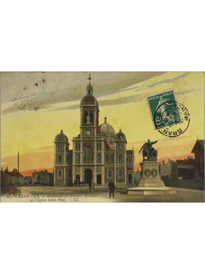 Granville – Monument du Souvenir Français et église Saint-Paul – CPA colorisée n° 68
