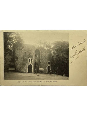 Boulogne-sur-Mer – Porte des Dunes animée et attelage – CPA vers 1900
