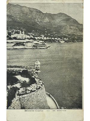 Monte-Carlo vu de Monaco – panorama du littoral – CPA 1909