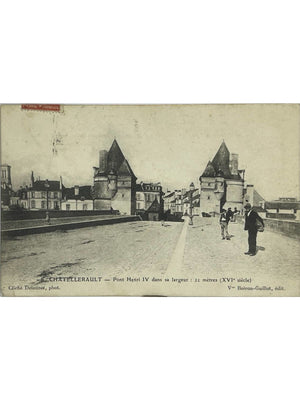 Châtellerault – Pont Henri-IV et tours fortifiées – CPA années 1920