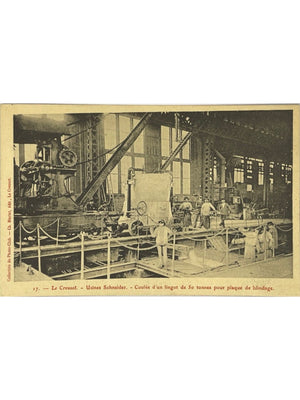 Le Creusot – Usines Schneider, coulée d’un lingot de 50 tonnes – CPA n°17