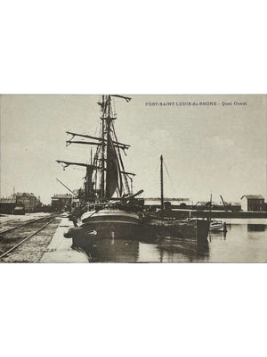 Port-Saint-Louis-du-Rhône – Quai Ouest et grand voilier – CPA ancienne
