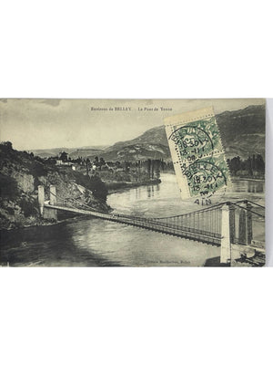 Yenne – Le pont suspendu sur le Rhône – CPA 1908