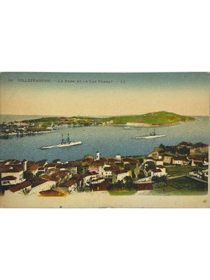 Villefranche-sur-Mer – La rade, le cap Ferrat et navires militaires – CPA n°16