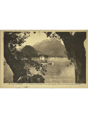 Talloires – Lac d'Annecy, château de Duingt et barque – CPA n°98