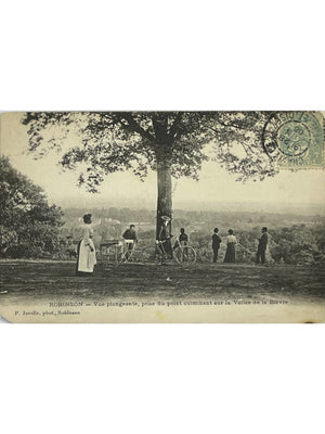Le Plessis-Robinson – Vue sur la vallée de la Bièvre, promeneurs et bicyclette – CPA 1906