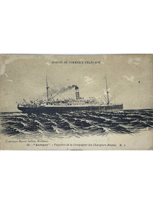 Carte postale – Paquebot Aurigny des Chargeurs Réunis – Marine de commerce française
