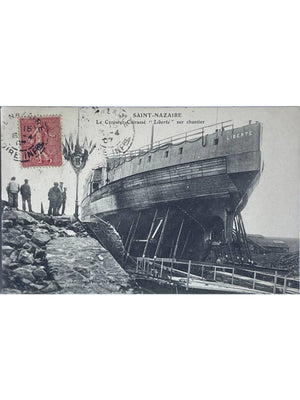 Saint-Nazaire – Le cuirassé Liberté sur chantier – CPA 1907