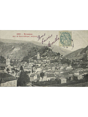 Brusque (Aveyron) – Vue générale du bourg – CPA n° 486