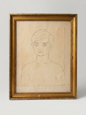 Marcel Dumont – Portrait d'enfant – Encre sur papier - 45 cm