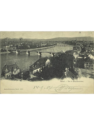 Bâle – Les trois ponts sur le Rhin – CPA vers 1902