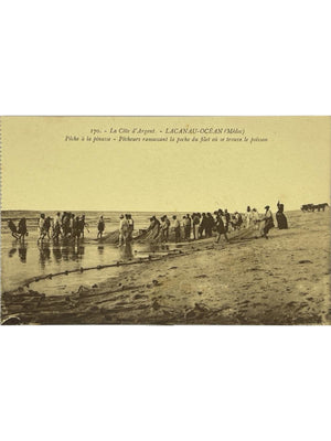 Lacanau-Océan – Pêche à la pinasse et pêcheurs au filet – CPA n°170