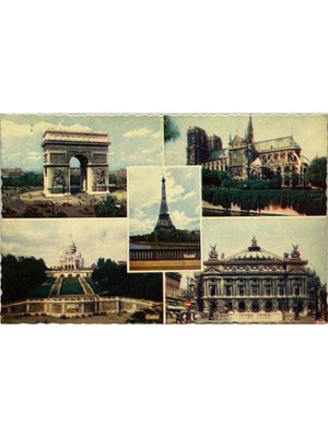 Paris – Cinq monuments emblématiques – CPA fantaisie à système n° 344