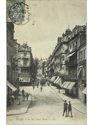 Blois – Rue Denis-Papin animée – CPA n° 113 L.L.