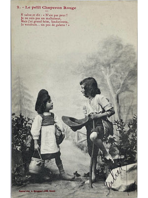 Le Petit Chaperon Rouge, deux enfants costumés – Bergeret Nancy – CPA n°2