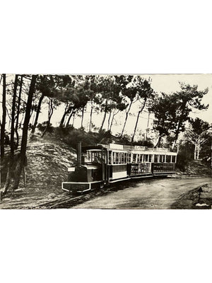 Carte postale – Cap Ferret – Le petit train du bassin d'Arcachon – Carte photo années 1950