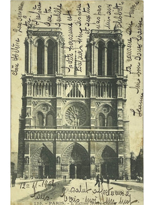 Paris – Cathédrale Notre-Dame, façade – CPA n° 135, 1908