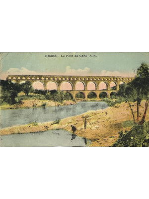 Pont du Gard près de Nîmes – Vue colorisée A.R. – CPA 1929