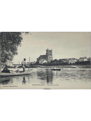 Mantes-la-Jolie – Vue prise en aval sur la Seine et collégiale Notre-Dame – CPA