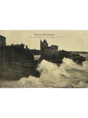 Biarritz – Mer démontée sous la Villa Belza – CPA n°160