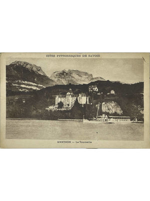 Menthon-Saint-Bernard – La Tournette, lac d'Annecy et bateau – CPA 1935