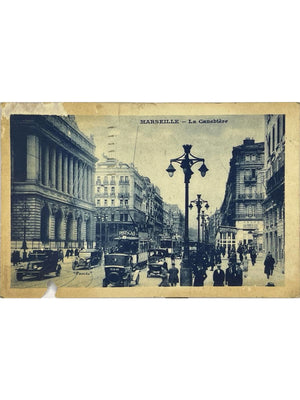 Marseille – La Canebière animée et automobiles – CPA 1926