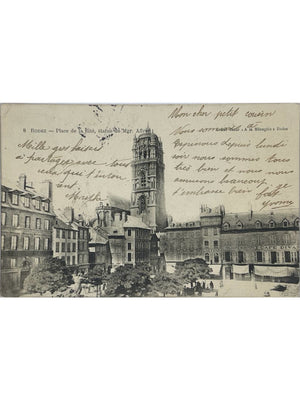 Rodez – Place de la Cité et statue de Mgr Affre – CPA 1904