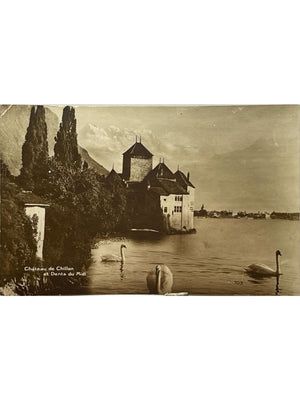 Suisse – Château de Chillon et Dents du Midi, cygnes sur le Léman – CPA n°703
