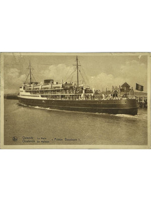 Ostende – La malle Prince Baudouin au port – CPA Nels 1925