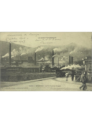 Bessèges (Gard) – Le pont et les forges, vue industrielle – CPA n° 5202