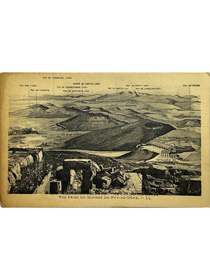 Carte postale – Orcines – Vue panoramique du sommet du puy de Dôme et temple de Mercure