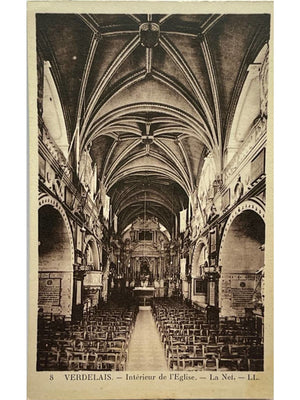 Verdelais – Intérieur de l'église, la nef – CPA LL n° 8